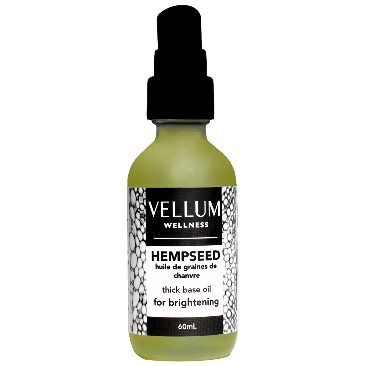 Pure H-Seed Oil by Vellum Wellness (Hempseed Carrier Oil), rich unscented body oil for deep hydration, softens marks and texture, ideal for all skin types, non-comedogenic, 60mL vegan bottle.
